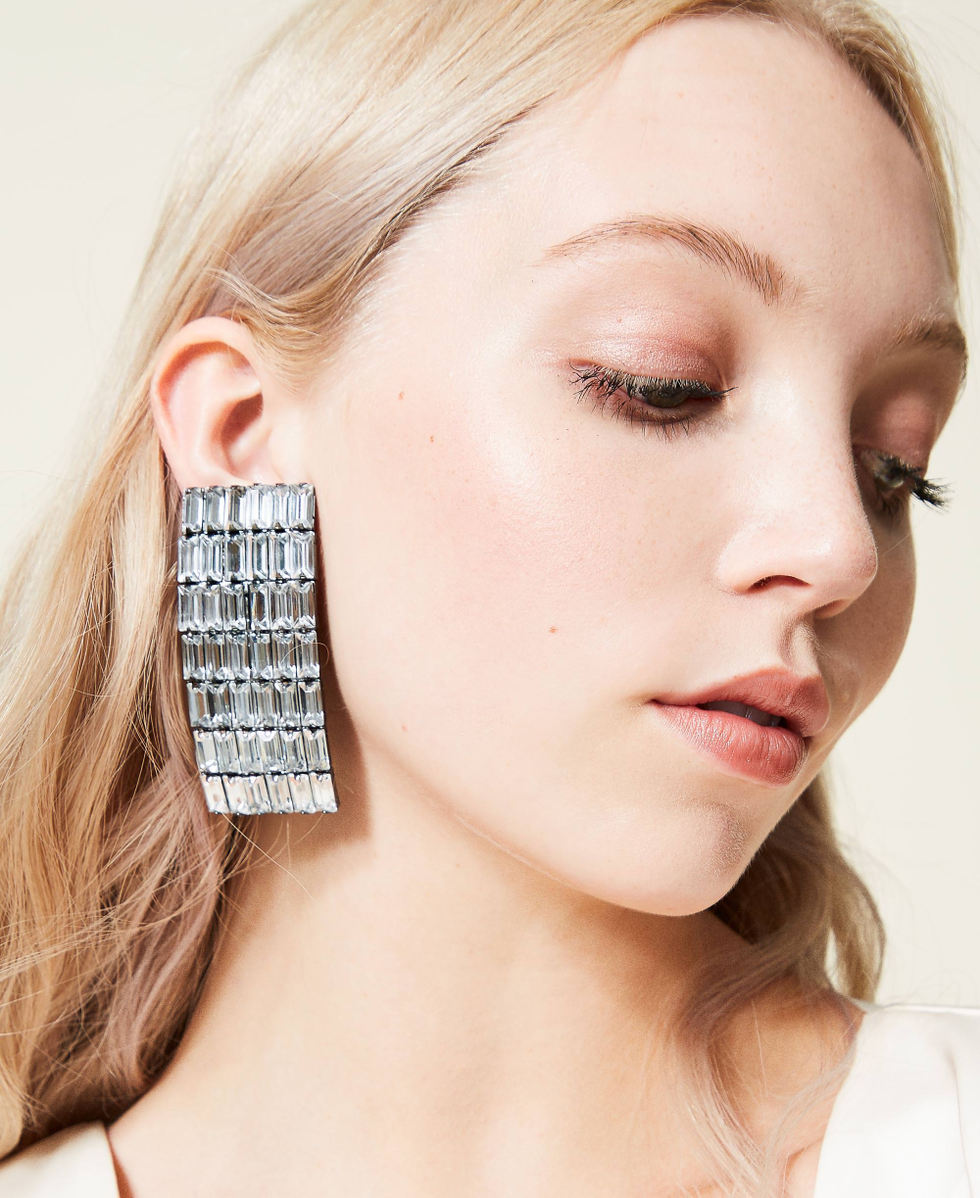 Mirror rhinestone earrings
