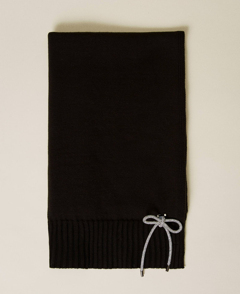 Scarf with rhinestone bow