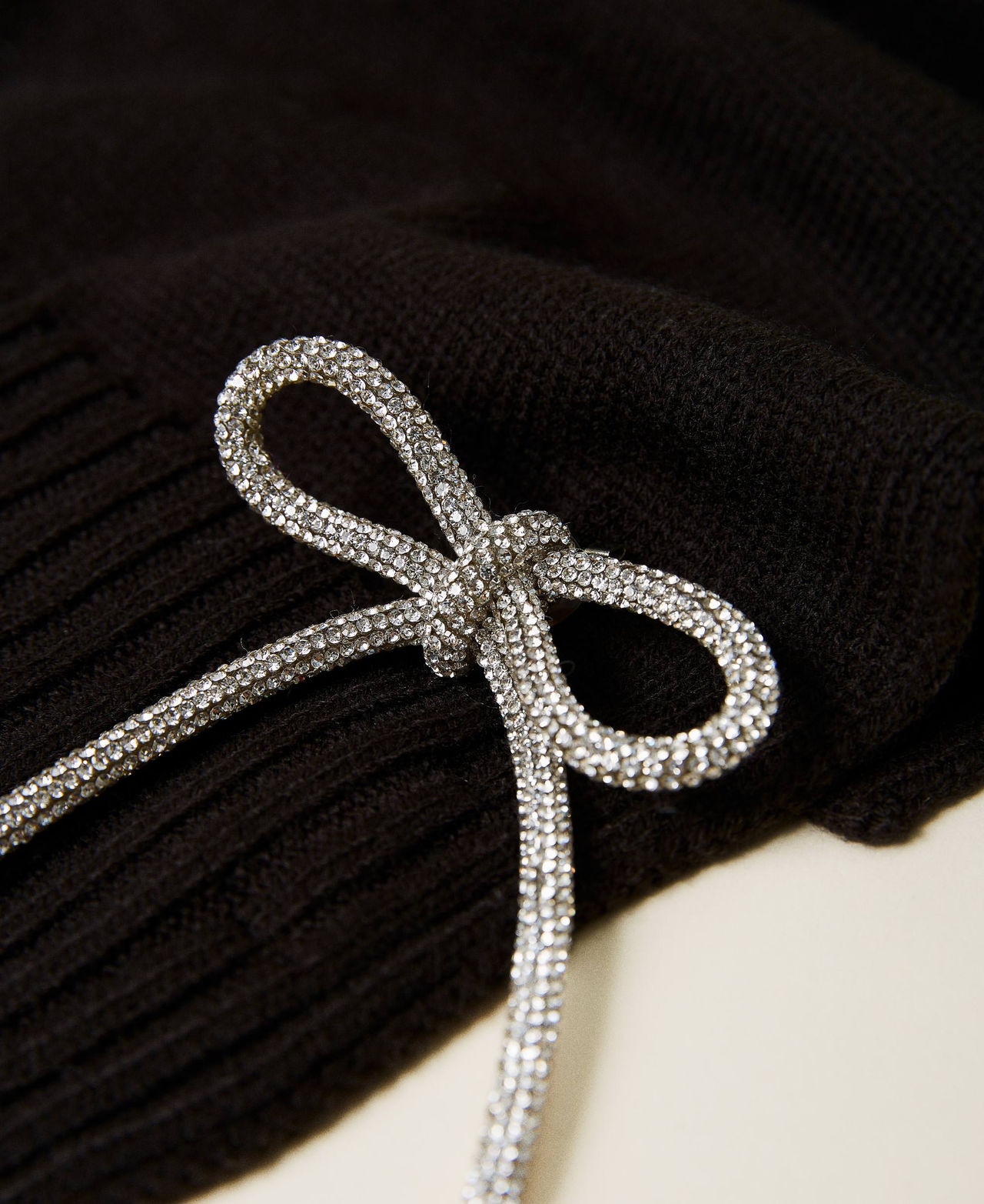 Scarf with rhinestone bow