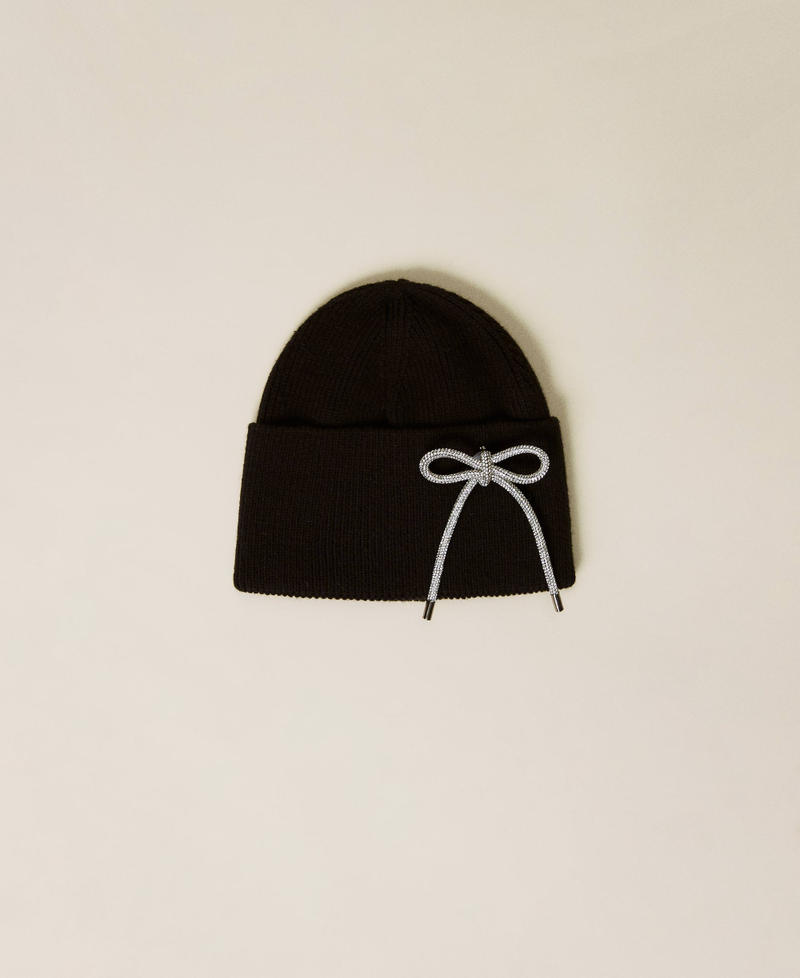 Beanie with rhinestone bow