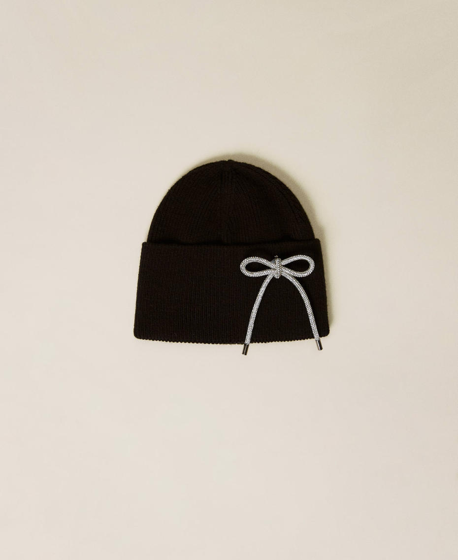 Beanie with rhinestone bow
