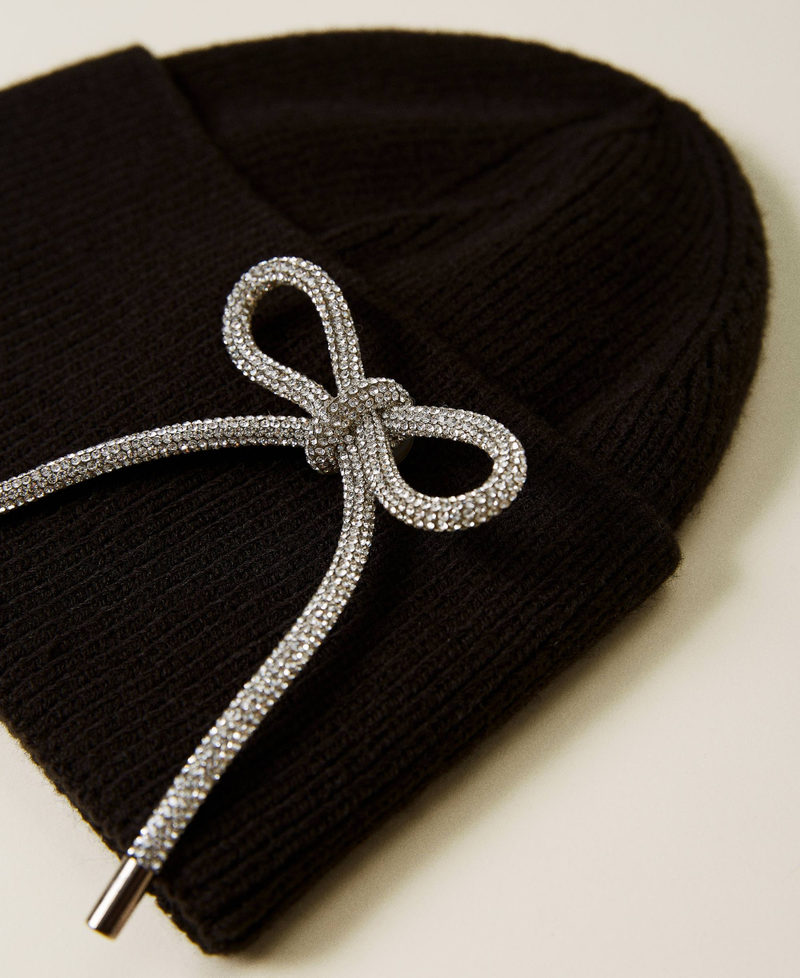 Beanie with rhinestone bow