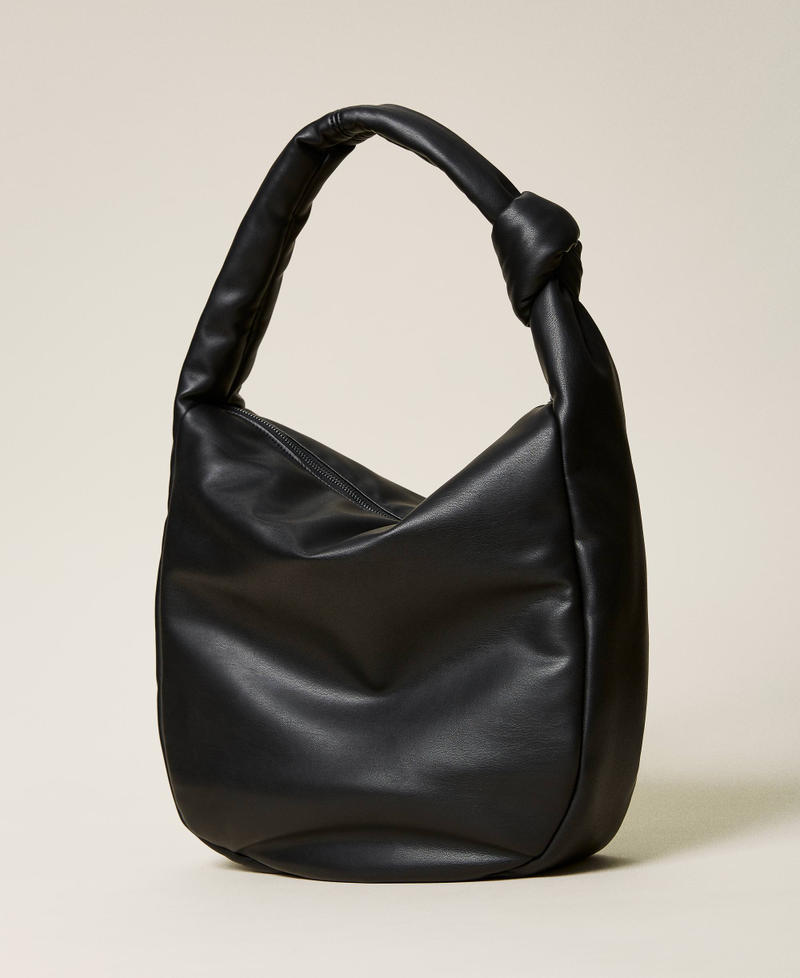 Large hobo bag with knot Black Woman 222AA7010-03
