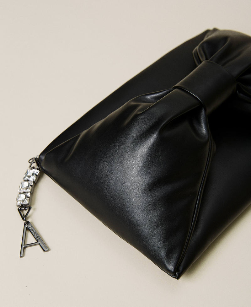 Clutch bag with maxi bow and logo Black Woman 222AA7100-04