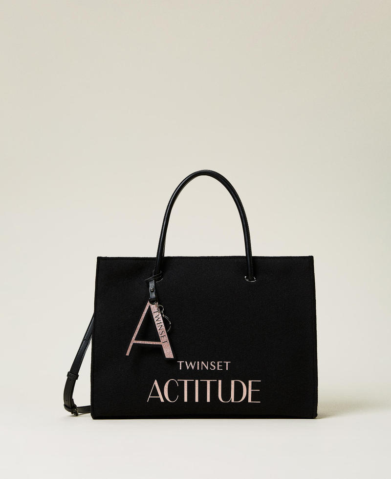 Wool blend shopper with logo