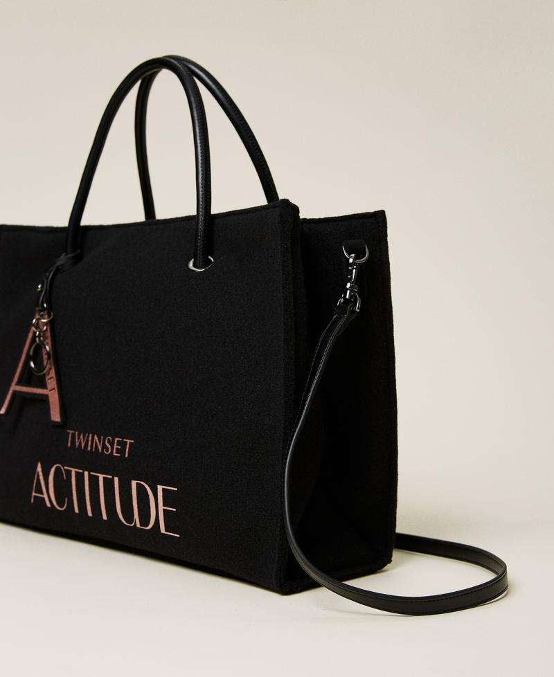 Wool blend shopper with logo