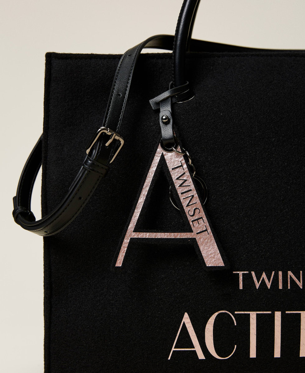 Shopper aus Wollmischgewebe mit Logo