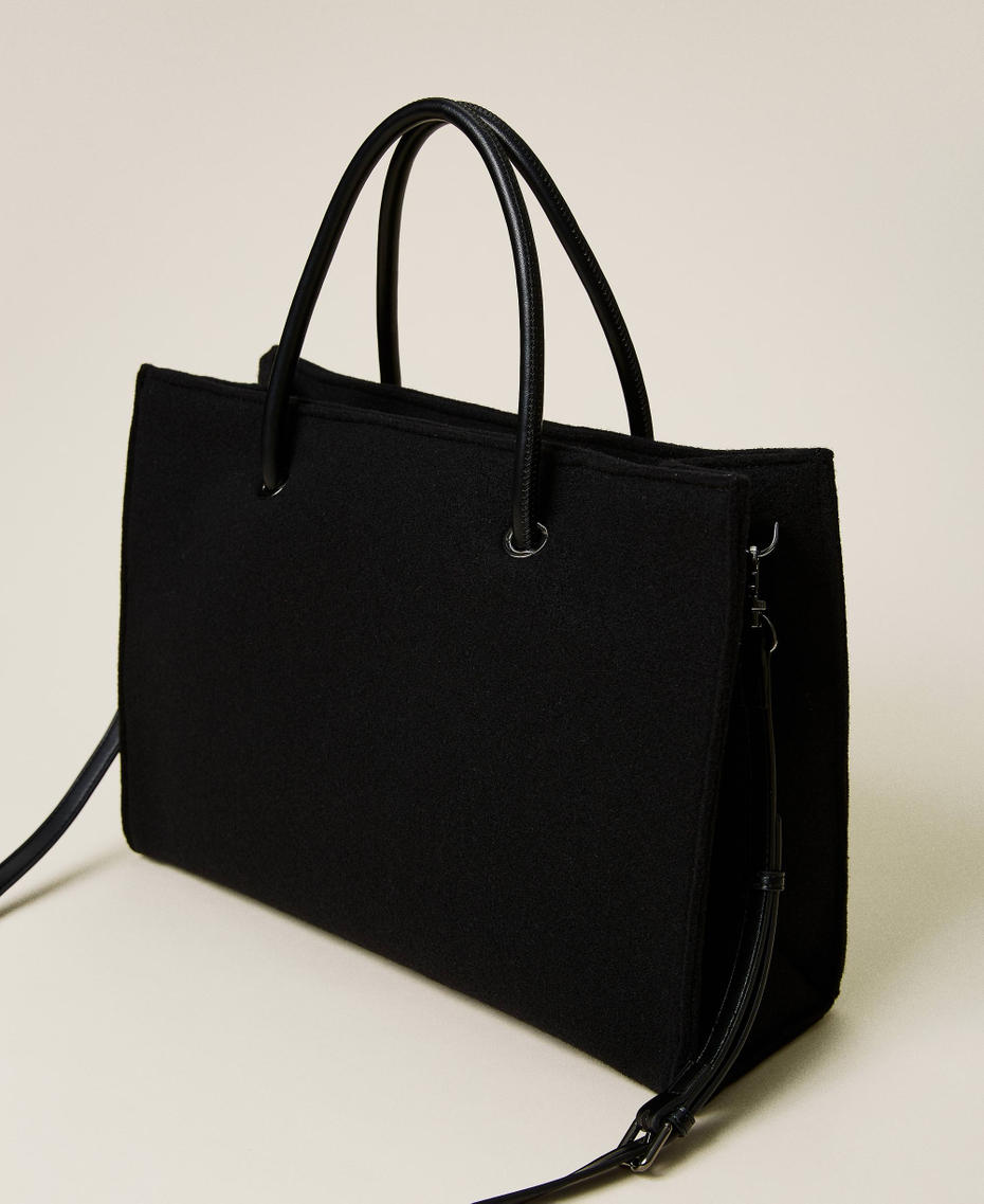 Wool blend shopper with logo