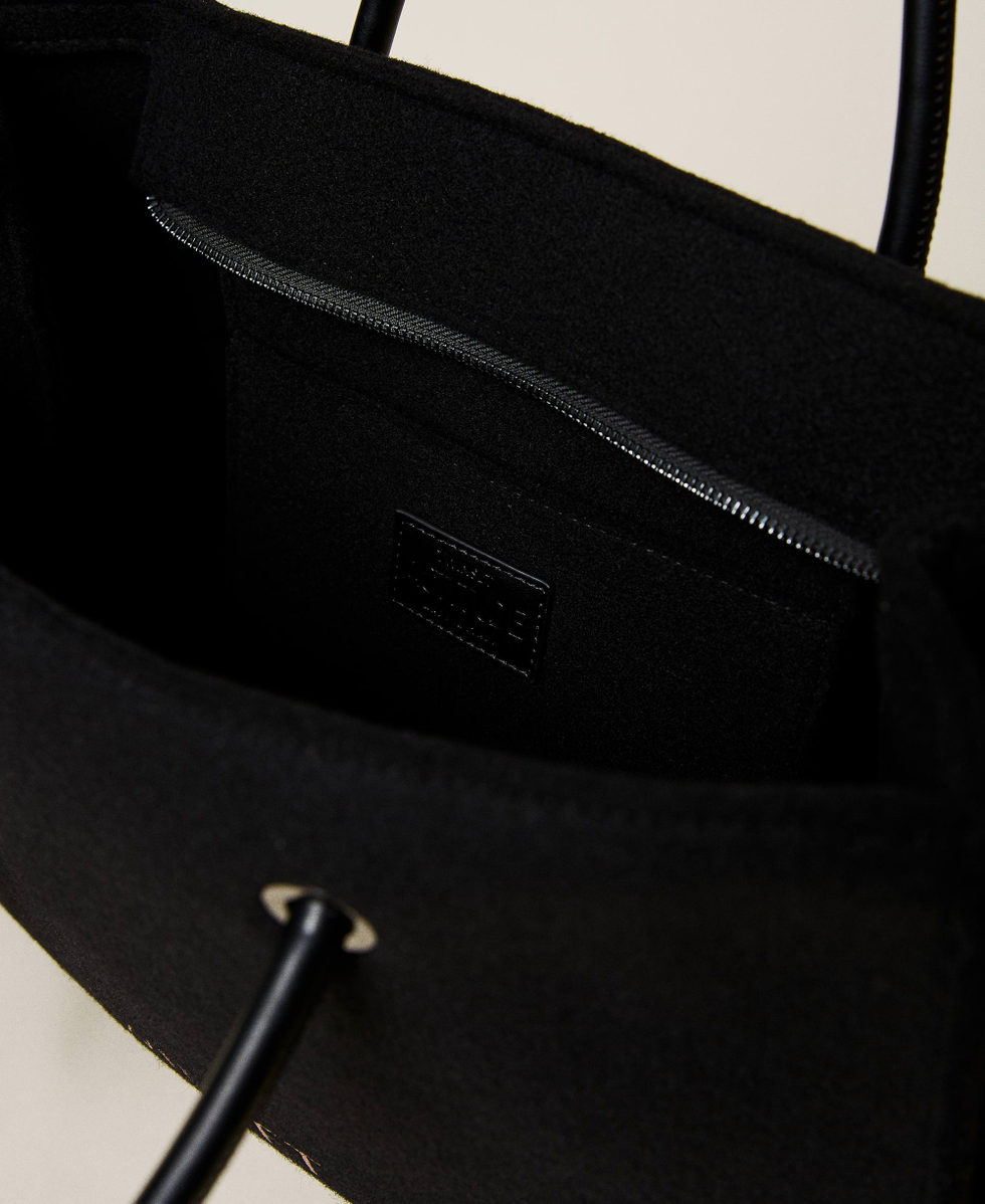 Shopper aus Wollmischgewebe mit Logo