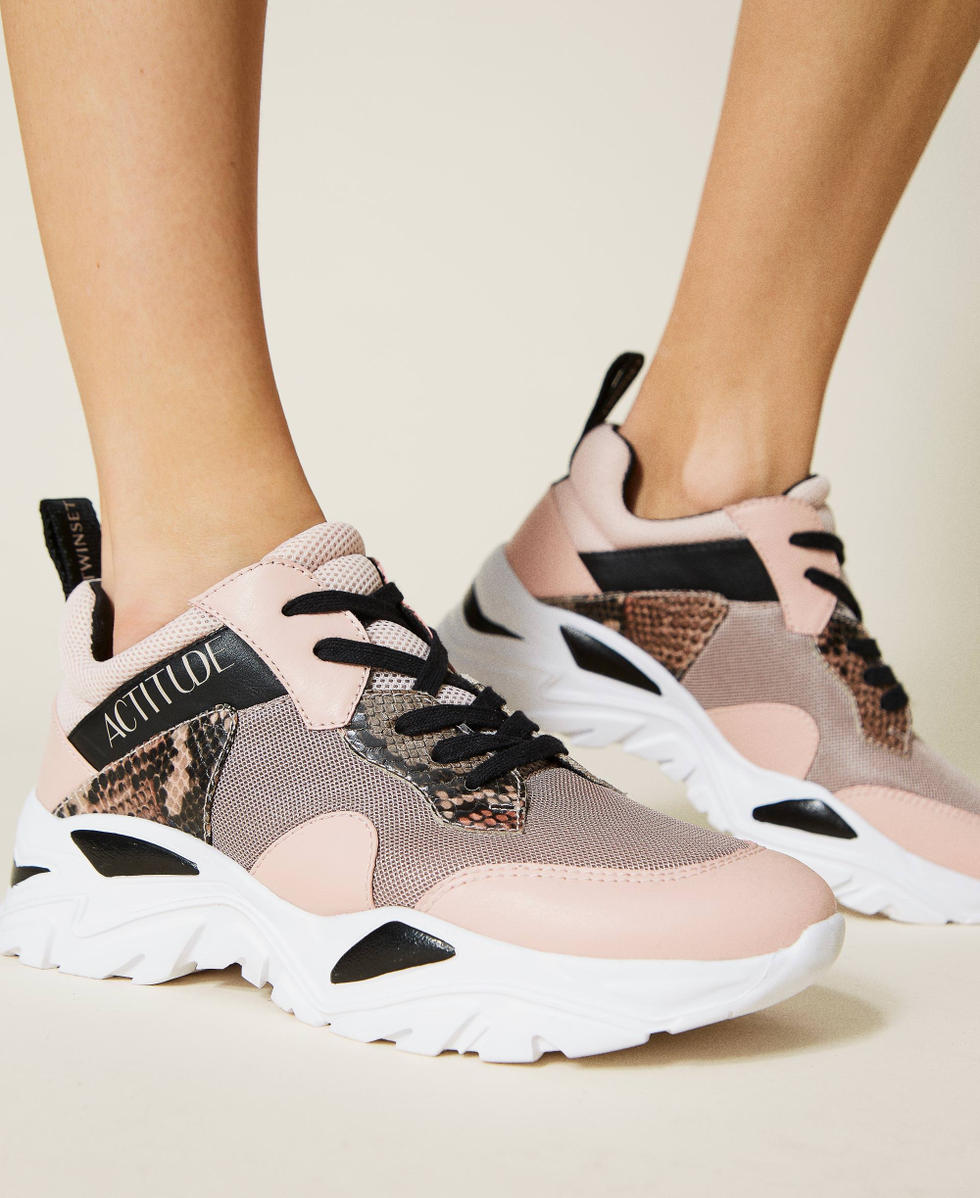 Running shoes with inserts and logo Woman Pink TWINSET Milano