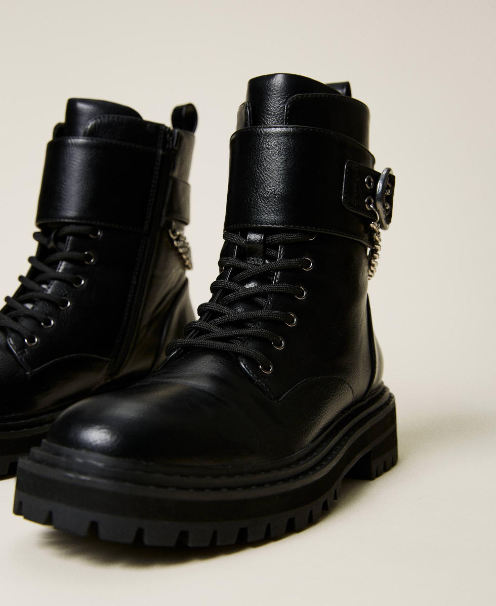 Botas militares de efecto piel con cadena Mujer Negro TWINSET