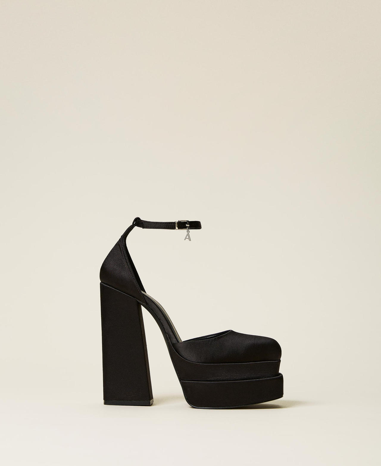 Satin court shoes with platform Woman Black TWINSET Milano