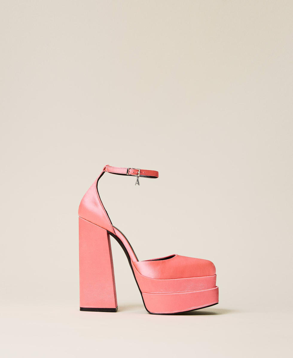 Satin court shoes with platform Woman Pink TWINSET Milano