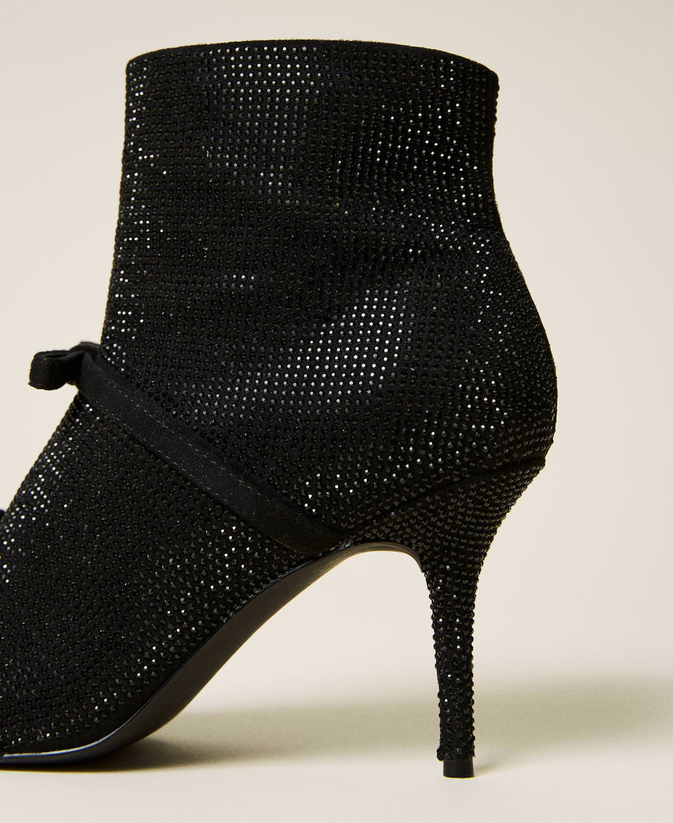 Black rhinestone 2025 ankle boots
