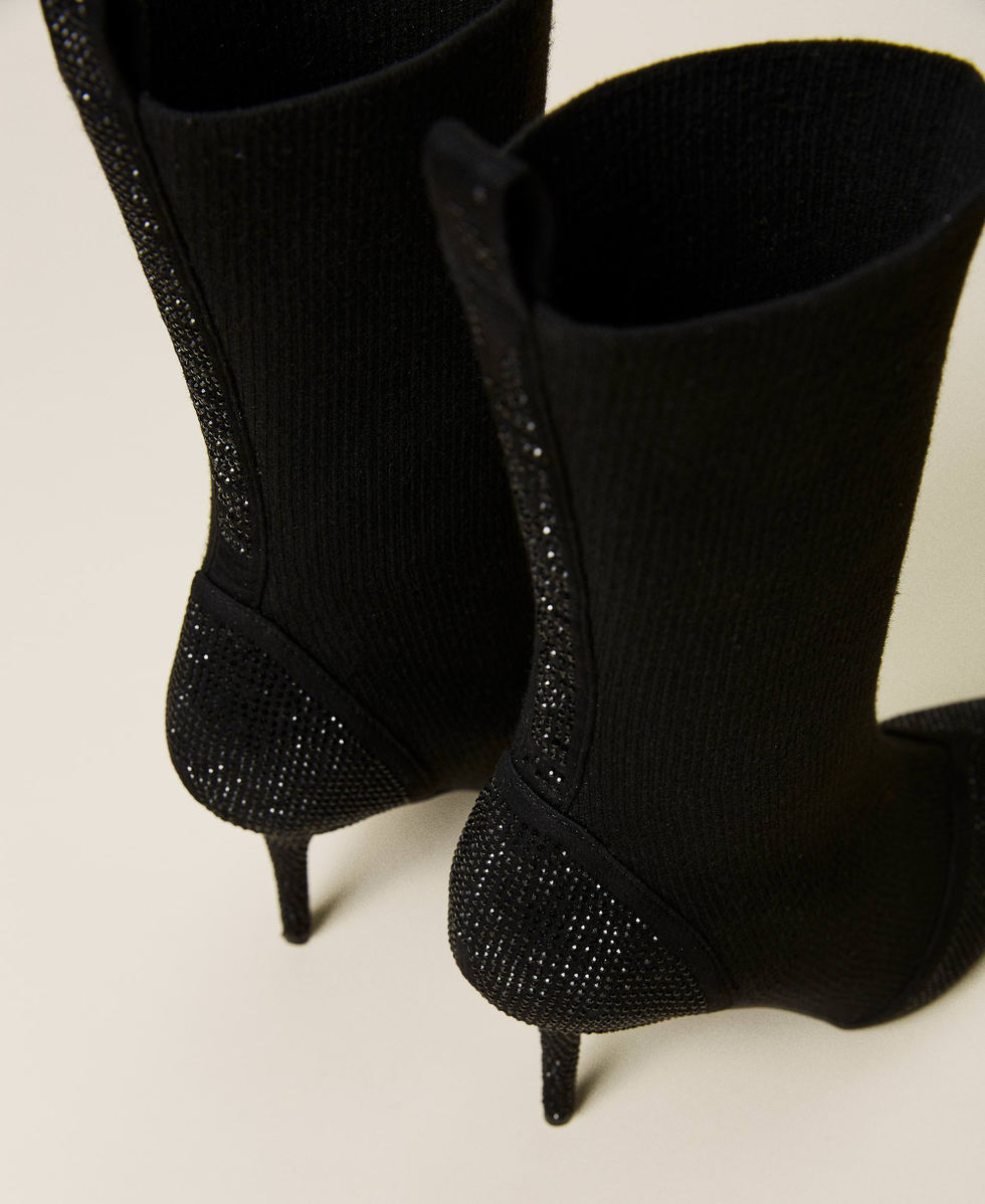 Sock boots with rhinestones