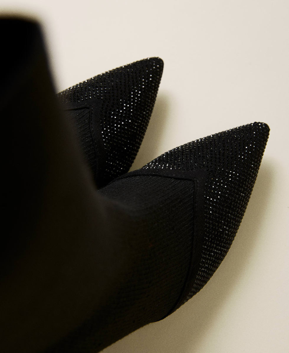 Sock boots with rhinestones Woman Black TWINSET Milano
