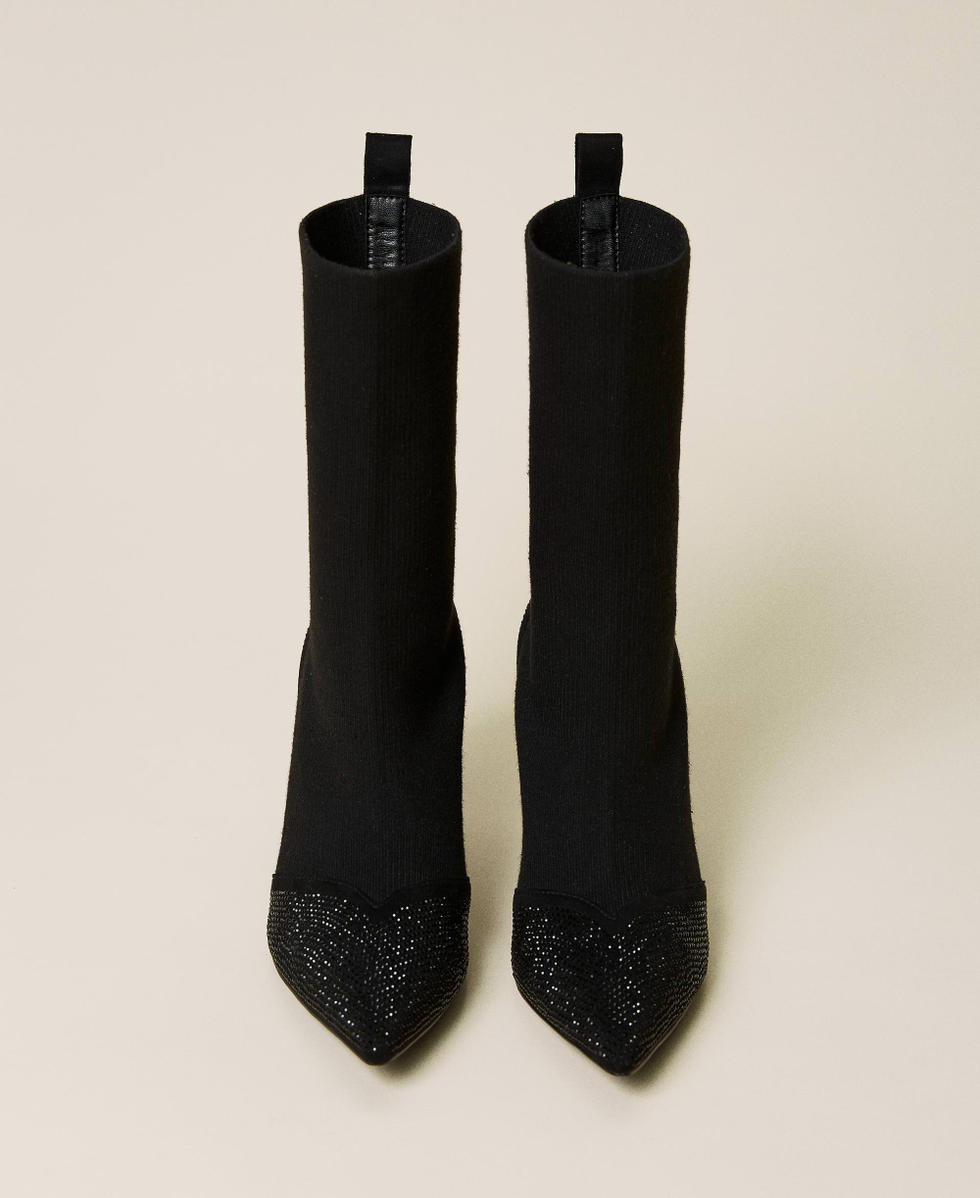 Sock boots with rhinestones