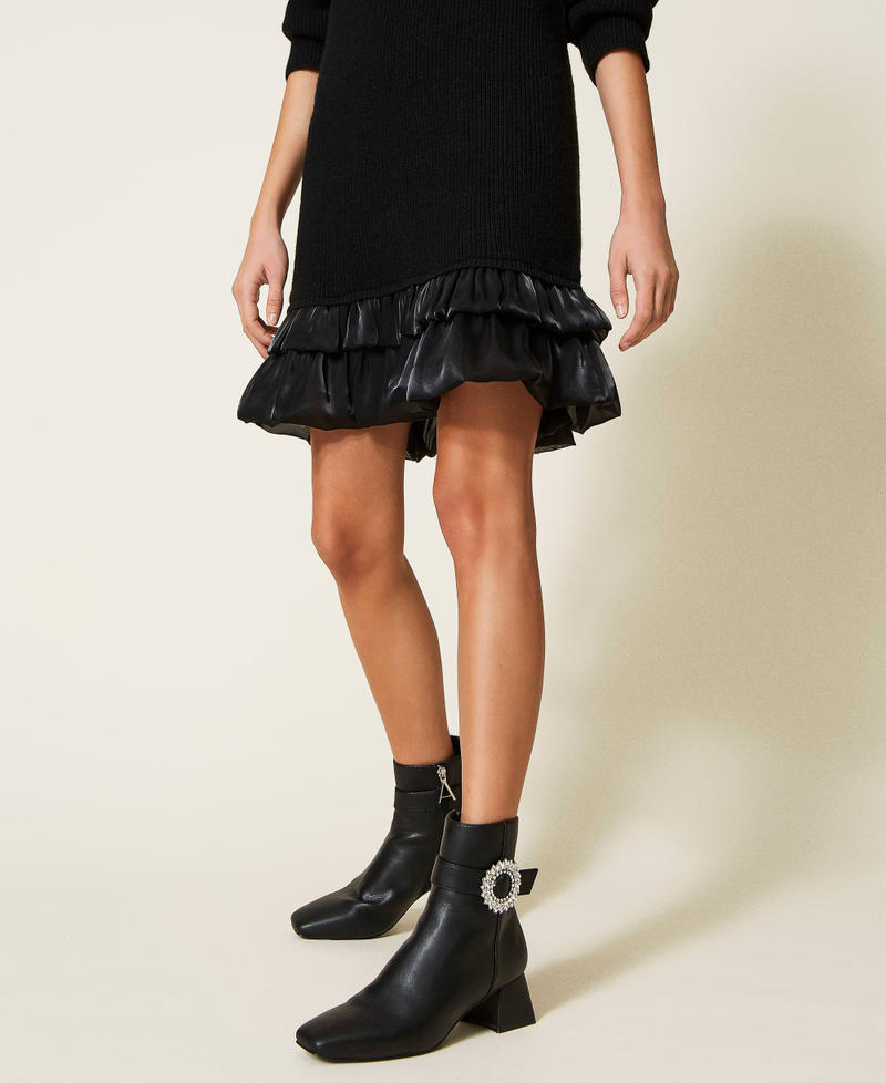 Ankle boots with strap and jewel buckle