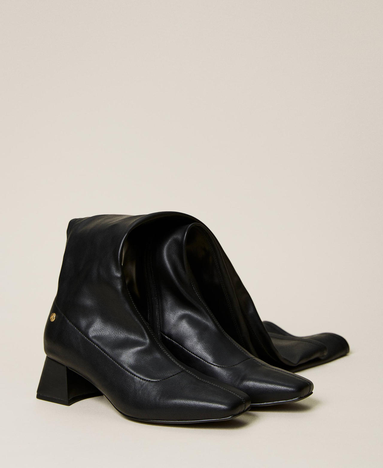 Leather-like thigh-high boots
