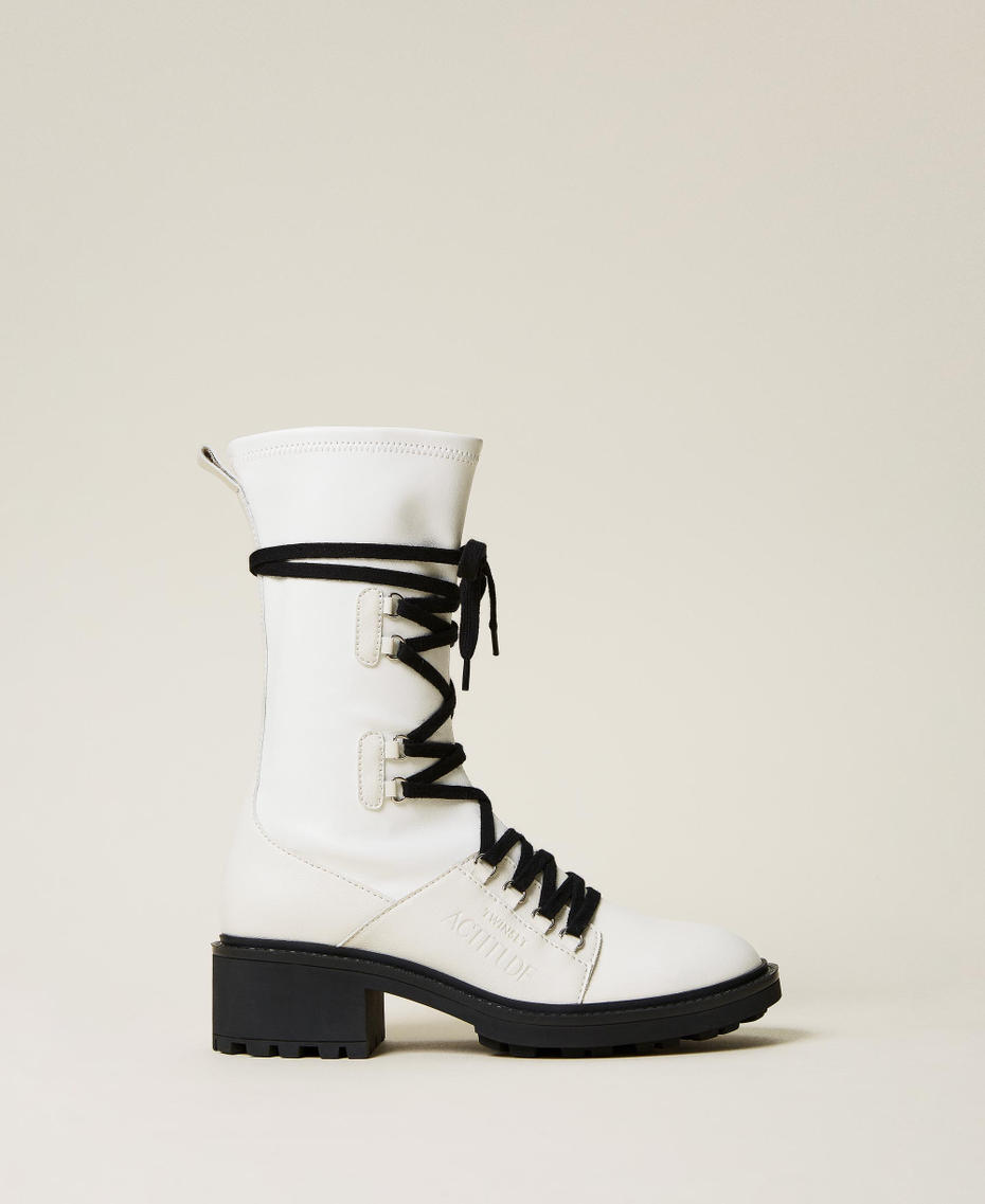 Bottines motardes bicolores avec lacets trekking