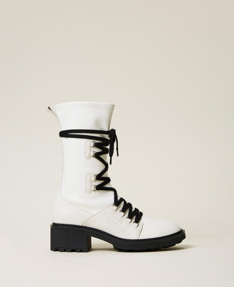 Combat boots white laces top