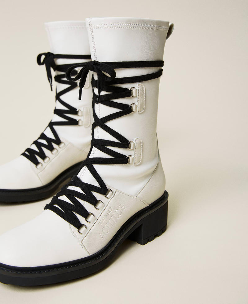 Bottines motardes bicolores avec lacets trekking