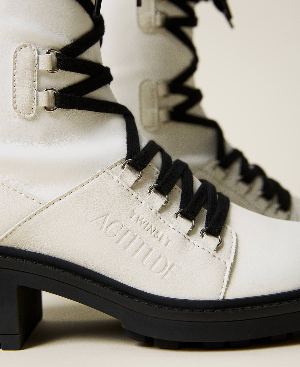 Anfibi bicolore con chiusura trekking Donna Beige TWINSET Milano