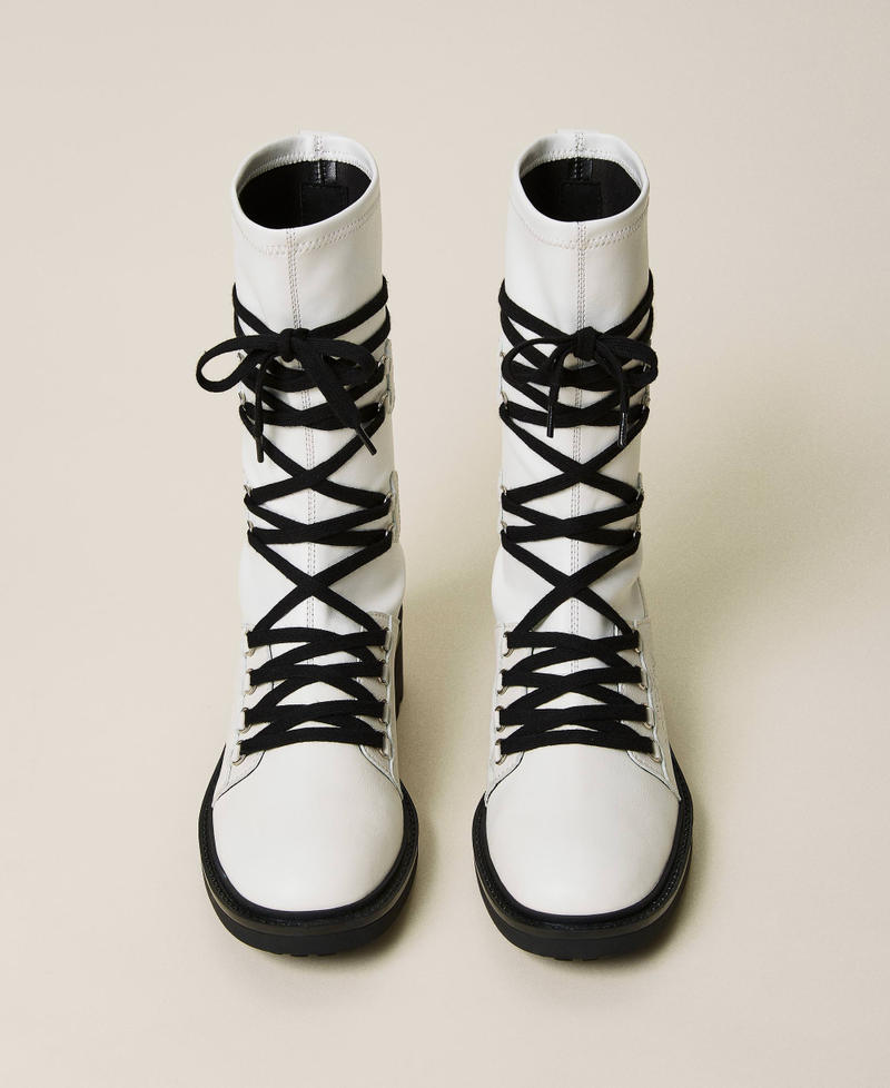 Bottines motardes bicolores avec lacets trekking