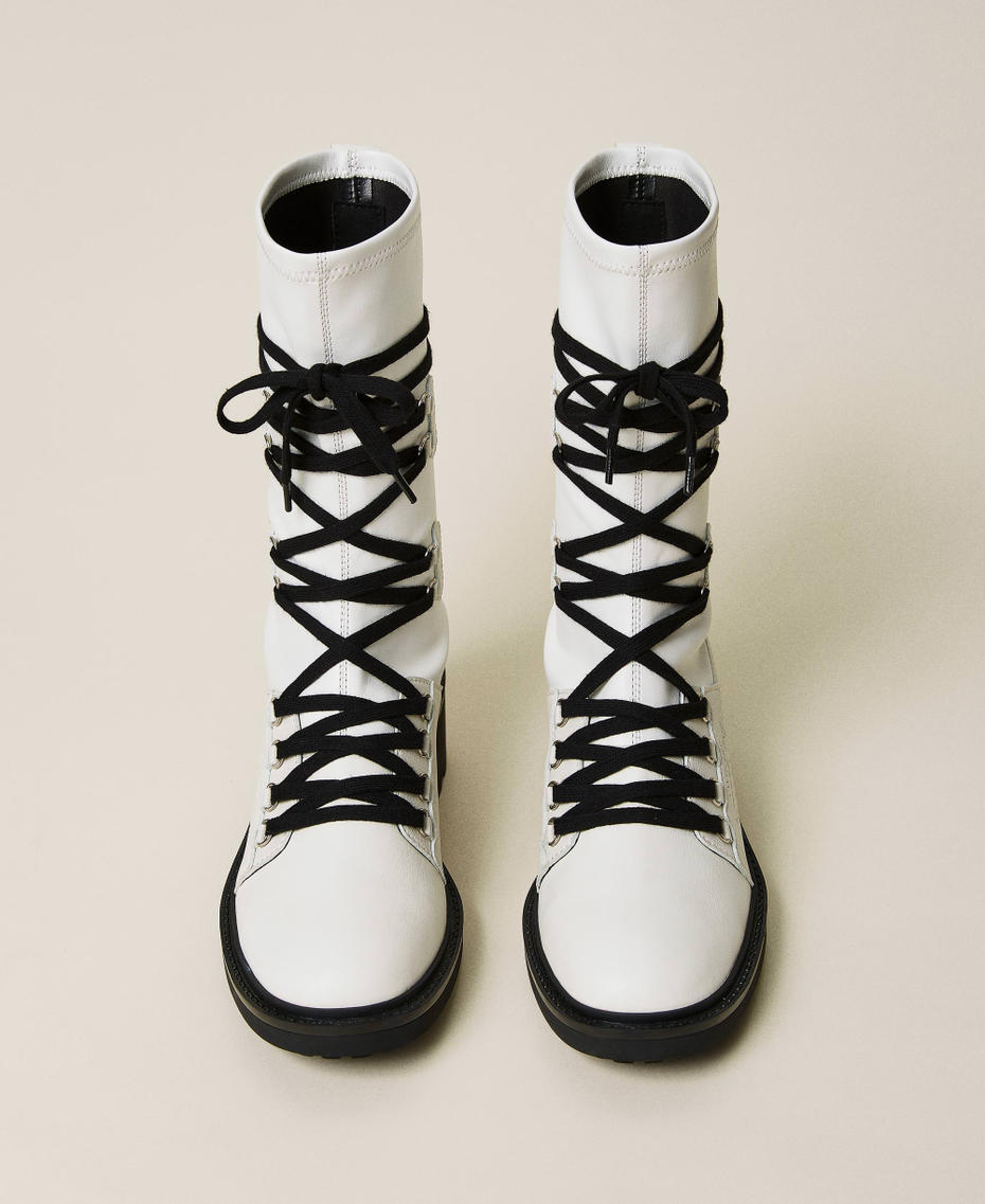 Bottines motardes bicolores avec lacets trekking
