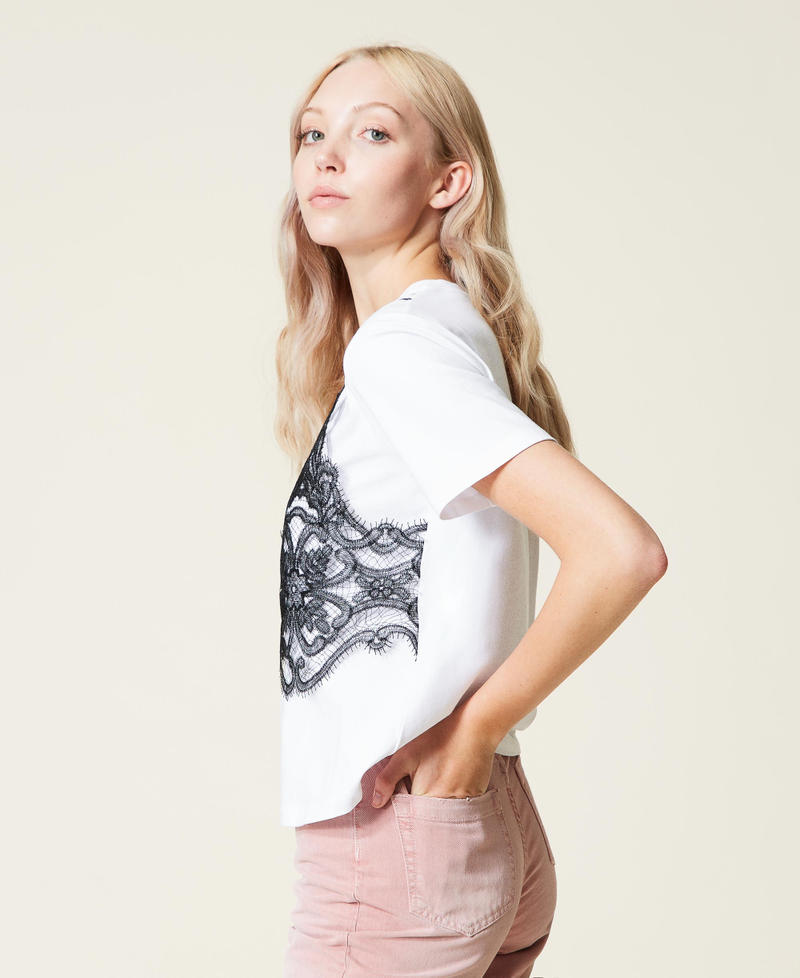 Bustier-effect lace t-shirt