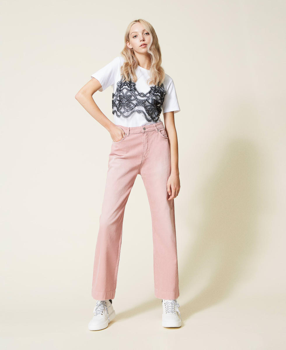 Bustier-effect lace t-shirt Woman, Patterned | TWINSET Milano