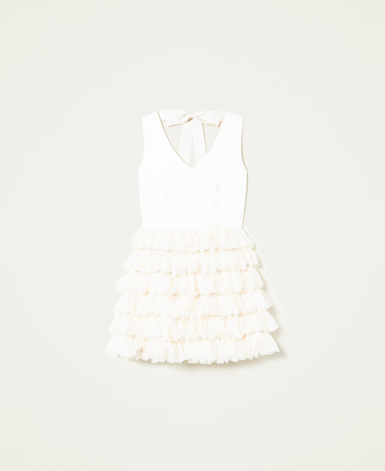 Robe courte avec volants en tulle et sequins