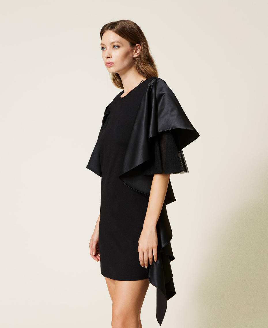 Платье с воланом из атласа-дюшес Черный женщина 222AP2020-04