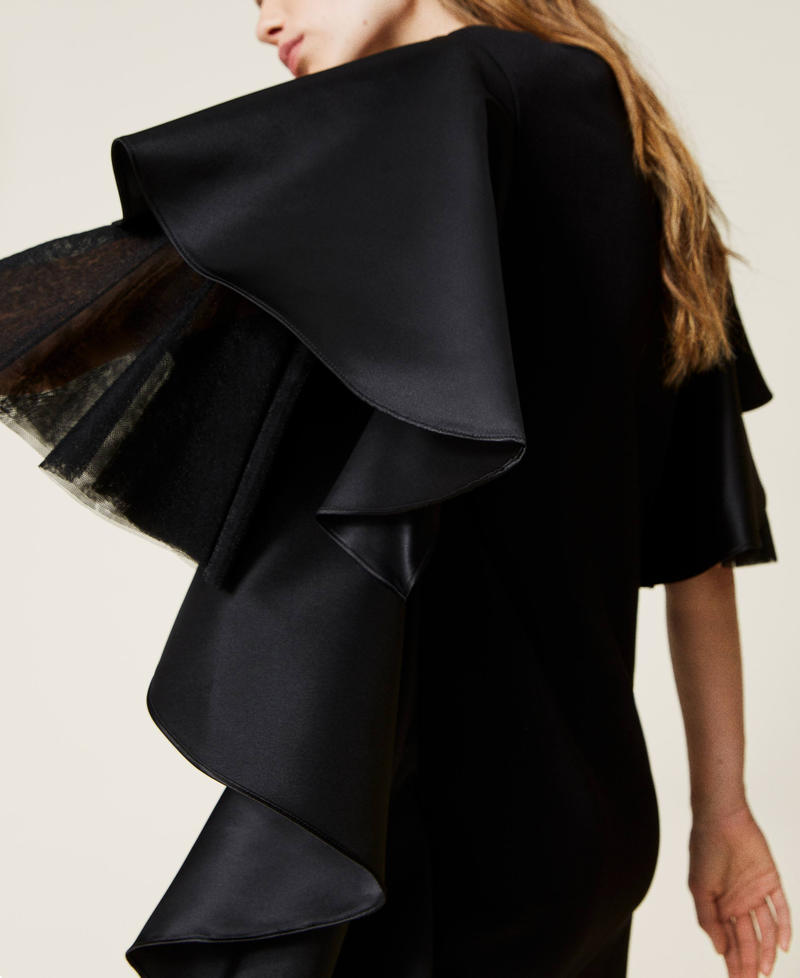 Платье с воланом из атласа-дюшес Черный женщина 222AP2020-06