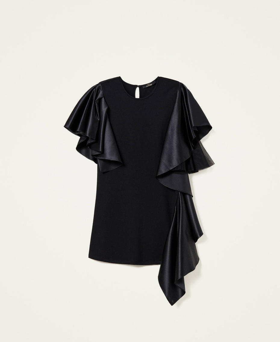 Платье с воланом из атласа-дюшес Черный женщина 222AP2020-0S