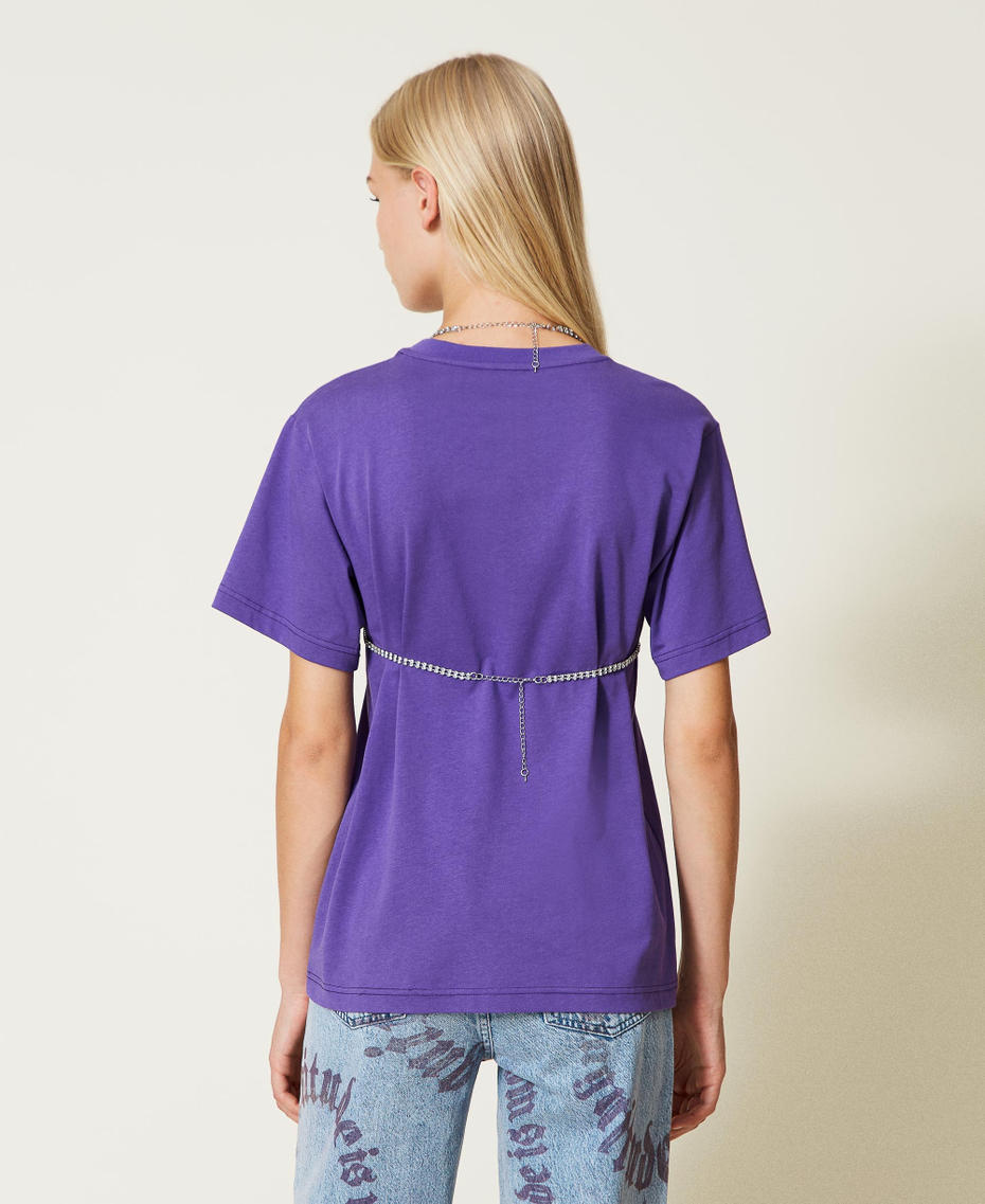 T-shirt con top in strass Donna, Viola | TWINSET Milano