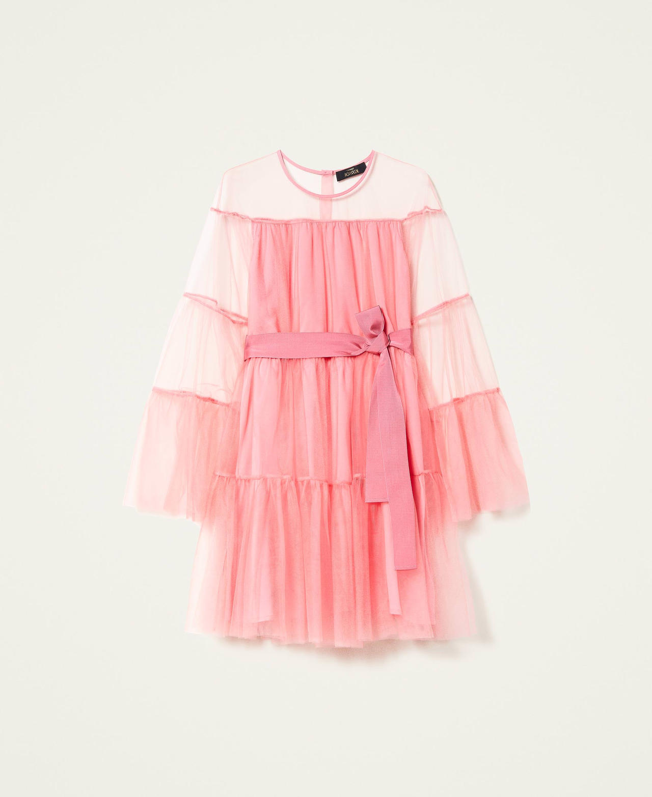 Короткое платье из тюля с оборками Розовый "Конфеты" женщина 222AP2046-0S