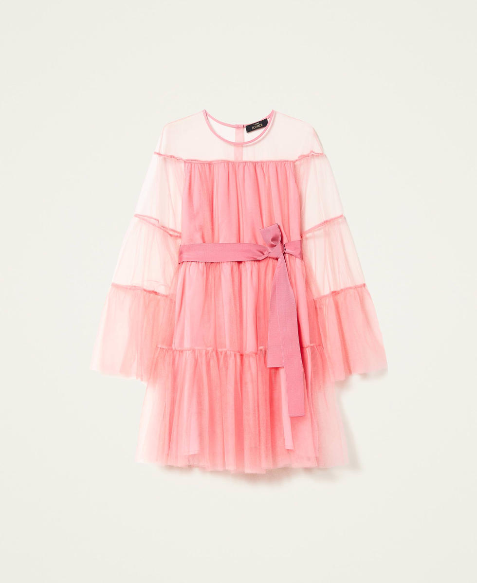 Robe courte en tulle avec volants