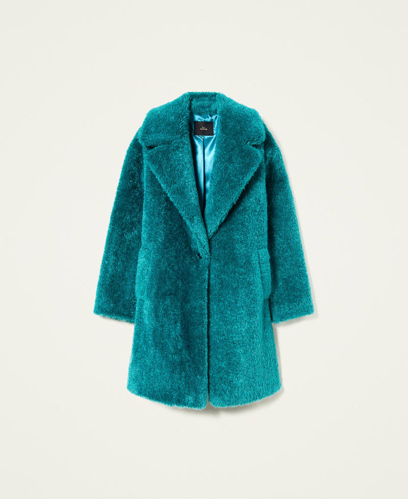 Single-breasted faux fur coat