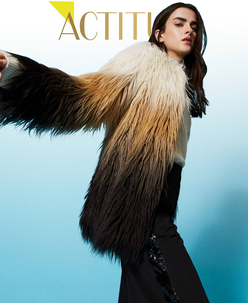 Faux fur ombre coat sale