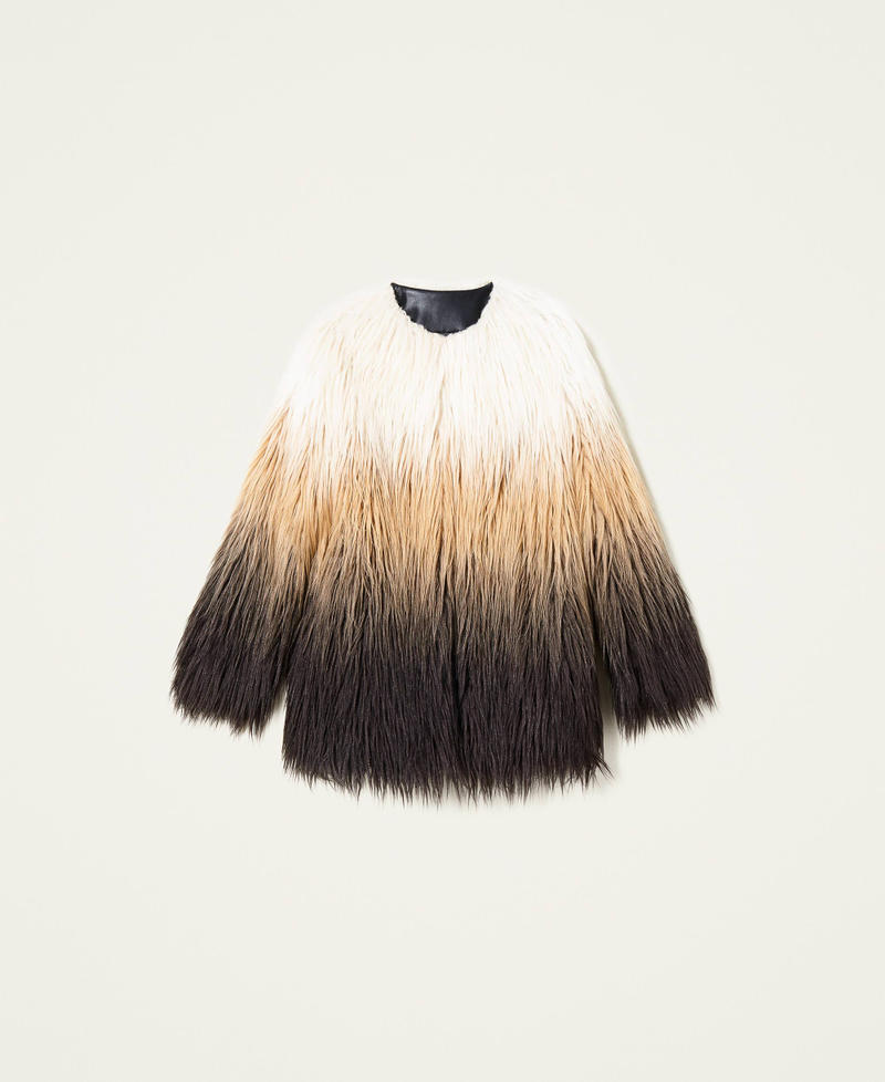 Cappotto in faux fur sfumata Beige "Natural Shades" Donna 222AP206B-0S