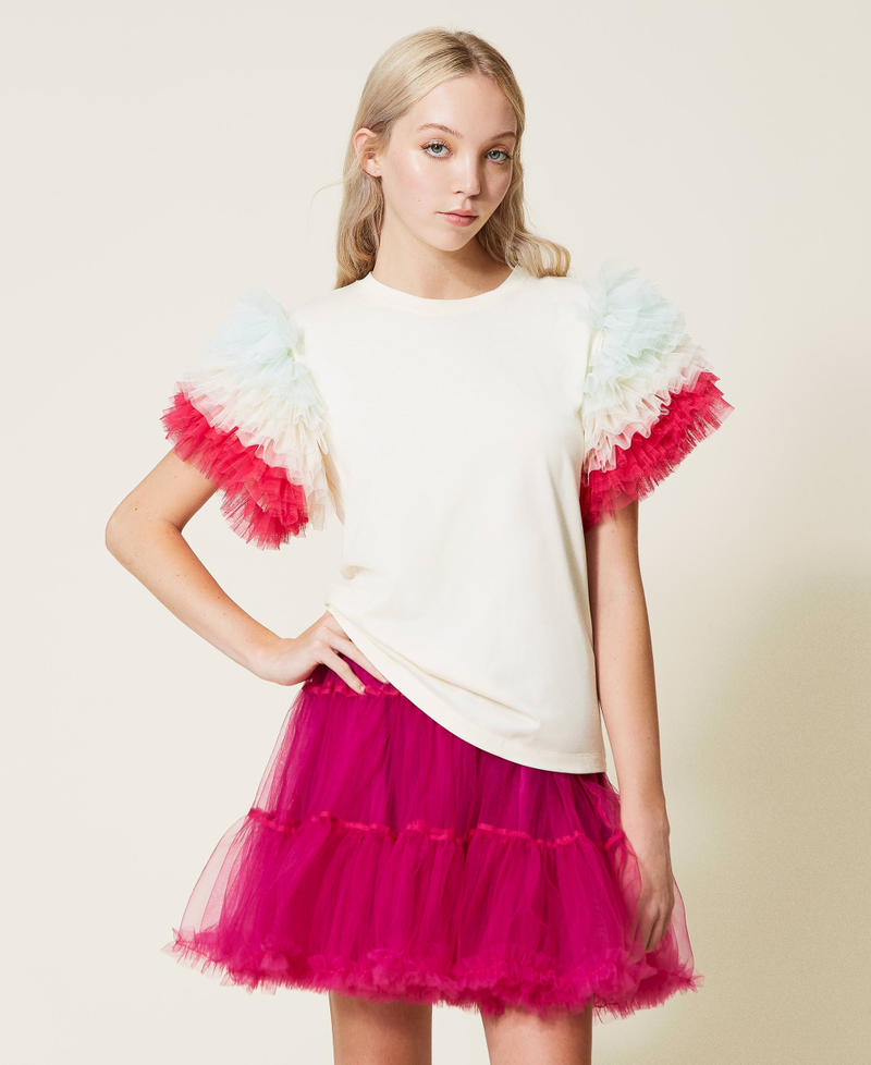 Floweritude t-shirt with tulle flounces