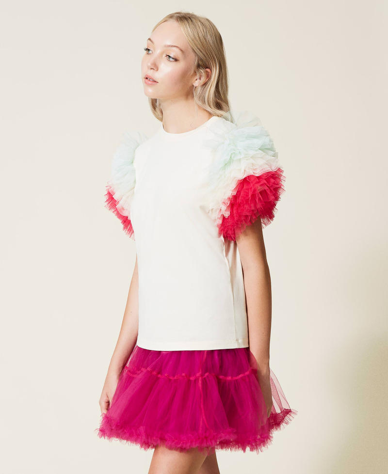 Floweritude t-shirt with tulle flounces