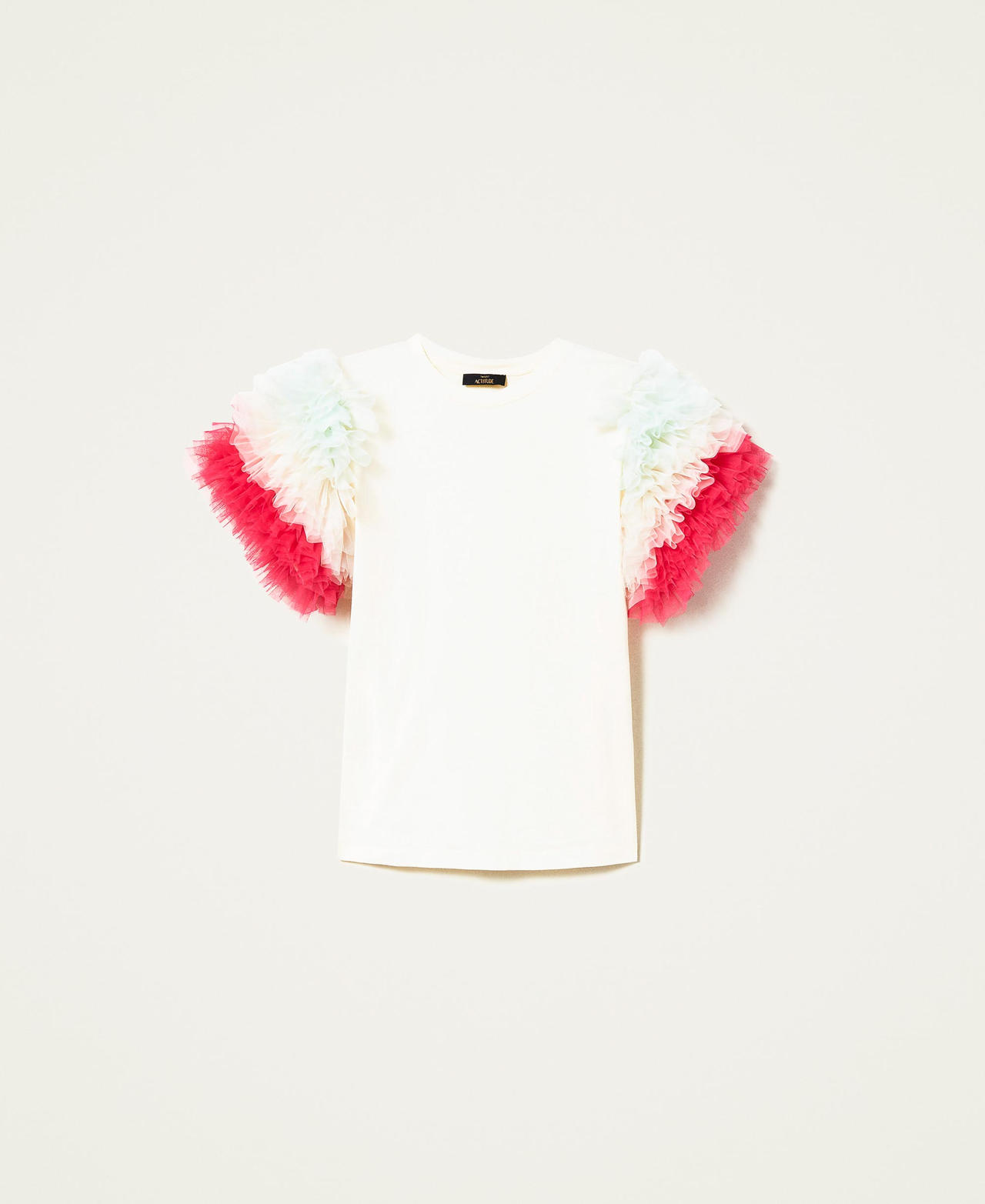 T-shirt Floweritude con balze in tulle