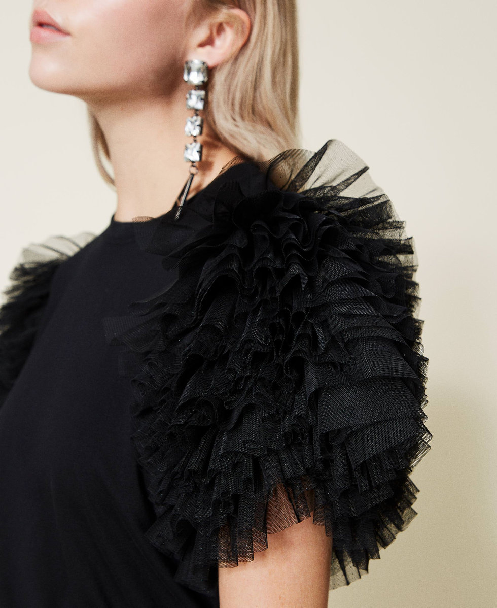 Maglietta con maniche in tulle shop