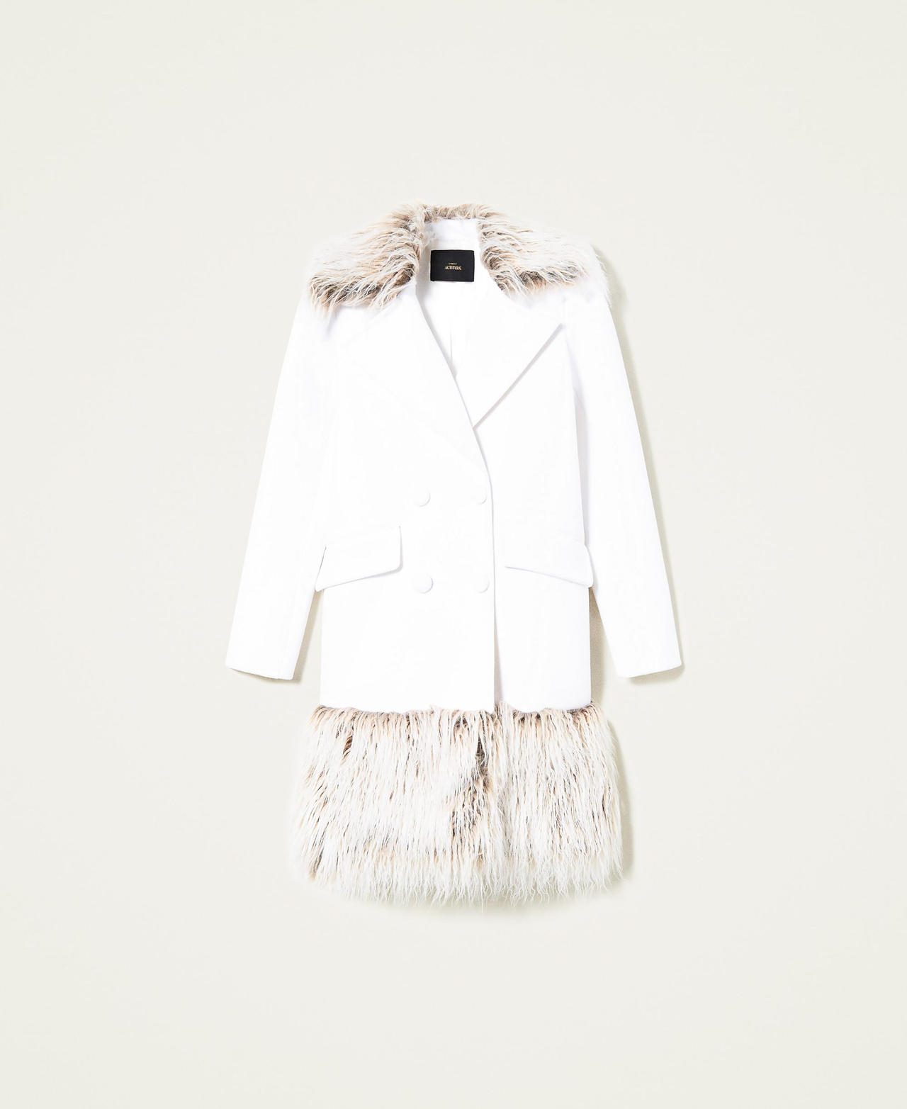 Wool cloth coat with faux fur