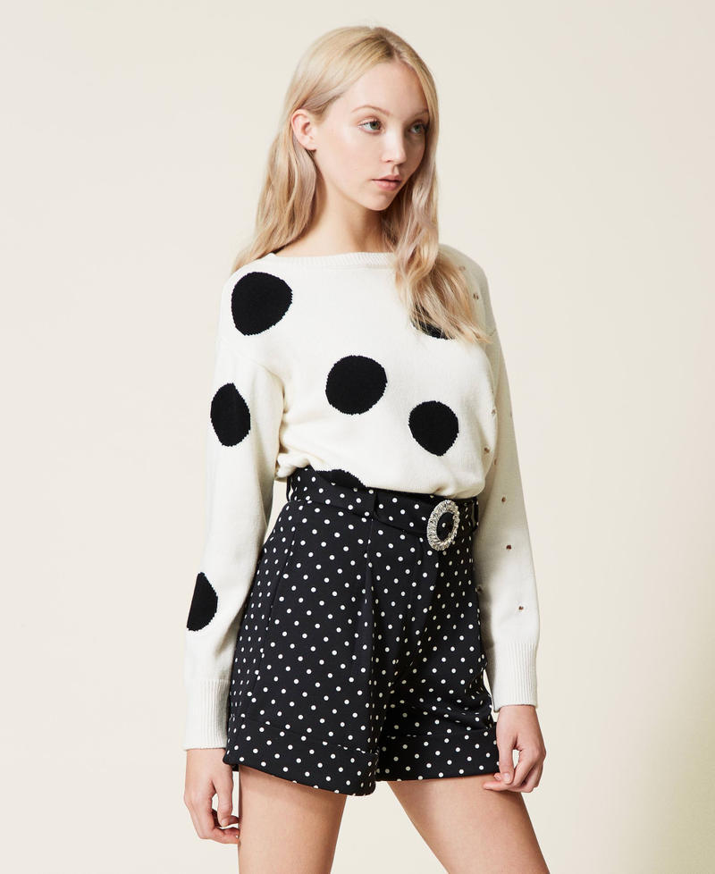 Polka dot shorts with belt Two-tone Lily / Black Polka Dots Woman 222AP2111-03