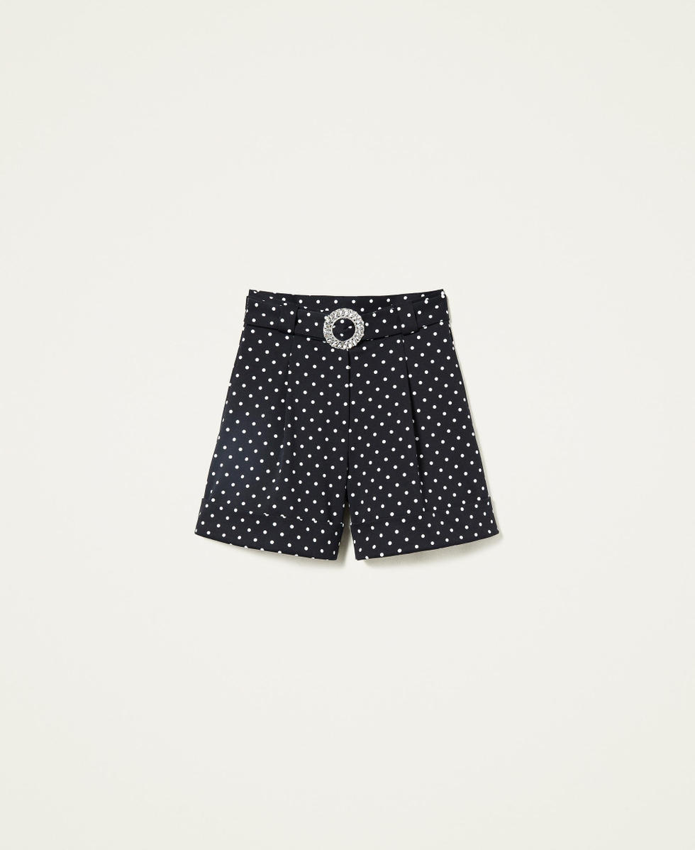 White and black polka dot shorts hotsell