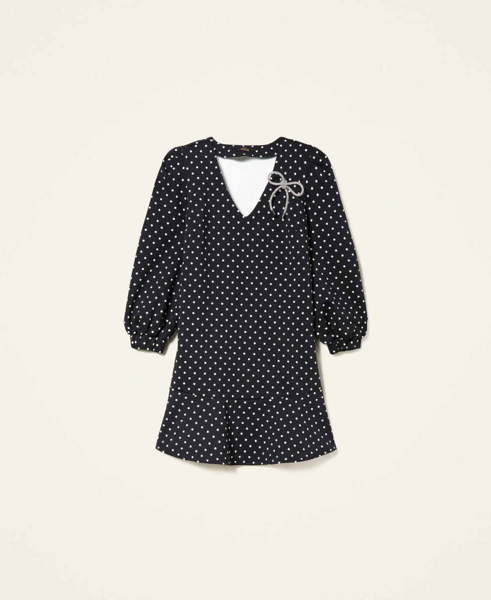 Abito corto a pois con spilla Donna Nero TWINSET Milano