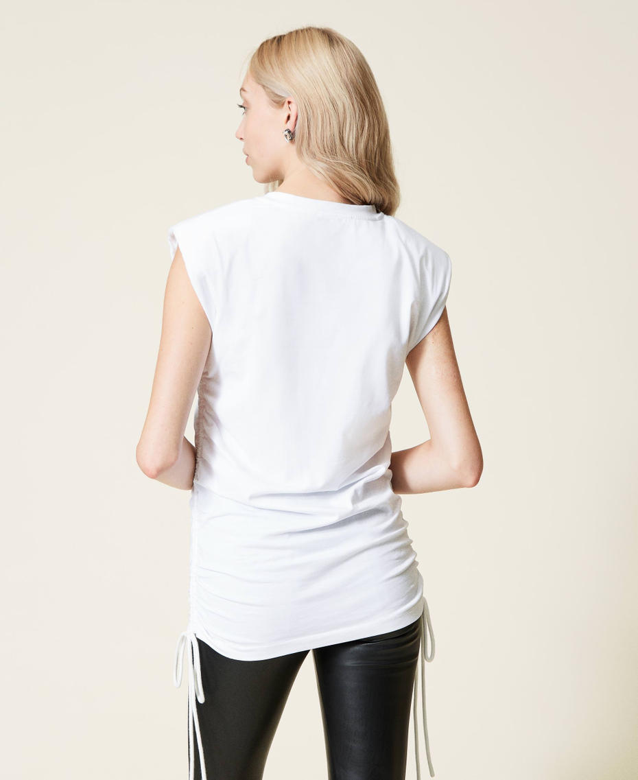 T-shirt avec cordon coulissant et broderie